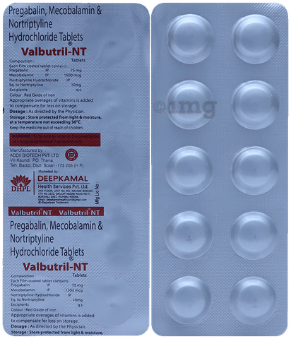 Valbutril NT 75mg/10mg/1500mcg Tablet