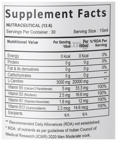 Swisslife Forever L-Carnitine Liquid with Vitamin B Complex | Healthy  Nervous System, Focus: Buy bottle of 450.0 ml Liquid at best price in India  | 1mg