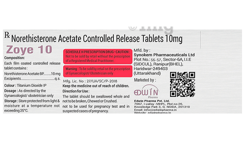Zoye 10 Tablet CR image