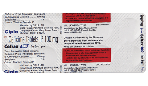 Cefrax 100 Tablet image