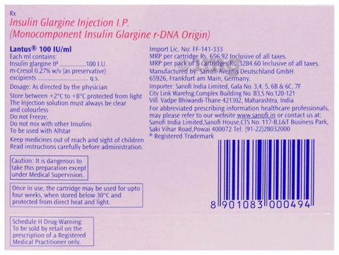 Lantus 100IU/ml Solution for Injection image Lantus 100IU/ml Solution for Injection image