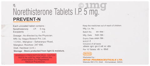 Prevent N 5mg Tablet image