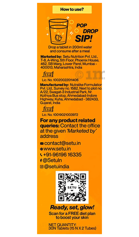 Setu Skin: Renew Fizz Glutathione & Vitamin C Tablets (15 Each) Orange: Buy  combo pack of 6.0 bottles at best price in India