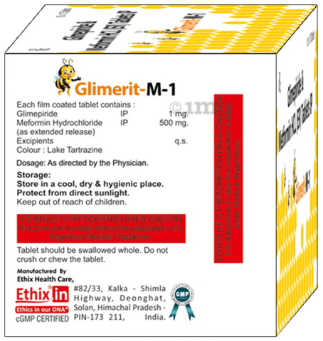 Glimerit M 1mg/500mg Tablet