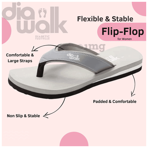 Diawalk DPL 001 Diabetic Orthopedic Slippers for Women Grey