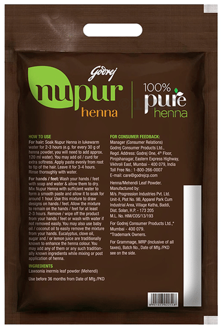 Godrej Nupur 100% Pure Henna Powder: Buy packet of 500.0 gm Powder