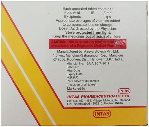 Folitas Folic Acid 5mg Tablet image Folitas Folic Acid 5mg Tablet image