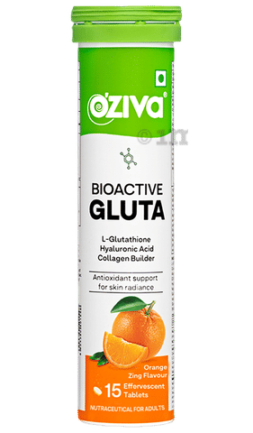 Oziva Bioactive Gluta Effervescent Tablets (15 Each) Orange Zing: Buy box  of 1.0 Bottle at best price in India | 1mg