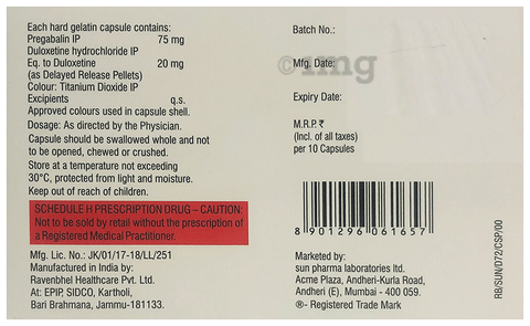 Dulane PG 75mg/20mg Capsule image Dulane PG 75mg/20mg Capsule image