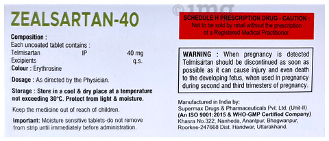 Zealsartan 40 Tablet