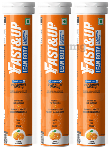 Fast&Up Lean Body with L-Carnitine 2000mg Effervescent Tablets (20 Each)  Orange: Buy combo pack of 3.0 bottles at best price in India | 1mg