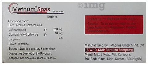Mefnum Spas 10mg/250mg Tablet