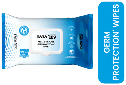 Tata 1mg Multipurpose Germ Protection Wipes - 72: Buy packet of 72.0 wipes  at best price in India