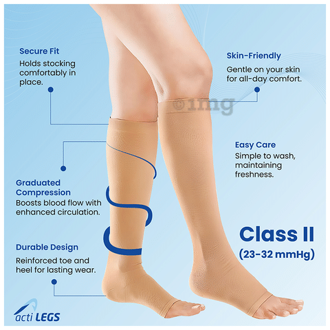 Medical Compression Stockings Class 2 (23-32 mmHg), Open Toe, Black