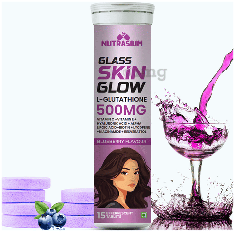 Nutrasium L-Glutathione 500 mg Effervescent Tablets (15 Each) For Skin  Whitening, Glow & Reduce Dark Spot Blueberry: Buy box of 1.0 Bottle at best  price in India | 1mg