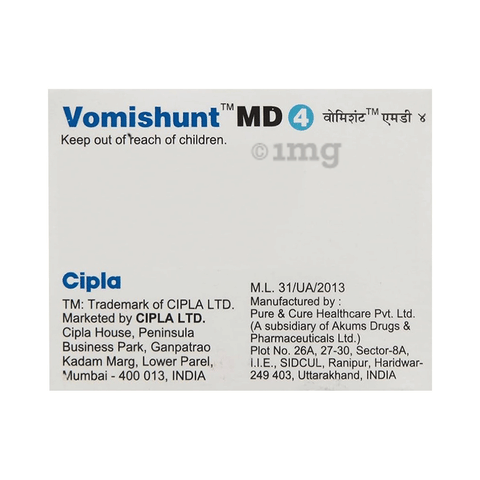 Vomishunt 4mg Tablet MD image Vomishunt 4mg Tablet MD image