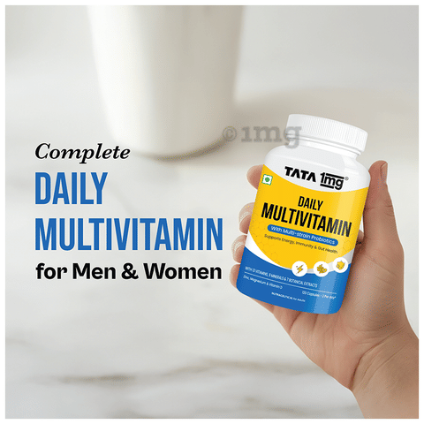 Daily Multivitamin Capsule with 13 Vitamins, Minerals, Probiotics  Botanicals Energy Immunity Support by Tata 1mg