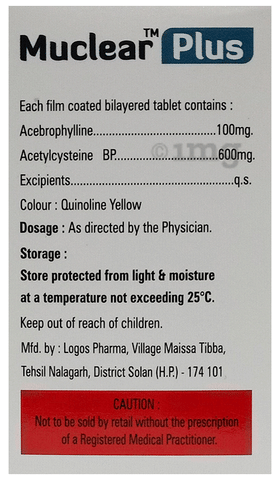 Muclear Plus 100mg/600mg Tablet image Muclear Plus 100mg/600mg Tablet image