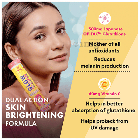 Chicnutrix Glow with Glutathione and Vitamin C for Skin Health | Flavour  Strawberry and Lemon Effervescent Tablet: Buy bottle of 20.0 Effervescent  Tablet at best price in India | 1mg