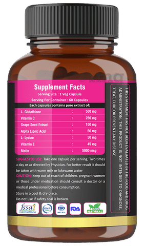 Health Mart L-Glutathione 1000mg Capsule: Buy bottle of 60.0 capsules at  best price in India