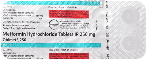 Obimet 250mg Tablet image Obimet 250mg Tablet image