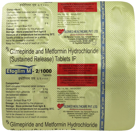 Efoglim M 2mg/1000mg Tablet image Efoglim M 2mg/1000mg Tablet image