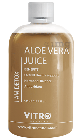 Vitro Naturals I Am Detox Aloe Vera Juice with Pulp for Digestive,Skin &  Hair Health