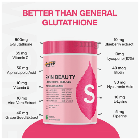 MyFitFuel Skin Beauty L-Glutathione - Reduced Capsule: Buy bottle of 60.0  capsules at best price in India