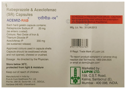 Acemizrab 200mg/20mg Capsule SR: View Uses, Side Effects, Price