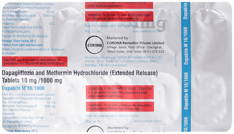 Dapabite M 10mg/1000mg Tablet