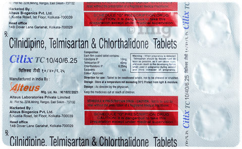 Cilix TC 40mg/10mg/6.25mg Tablet