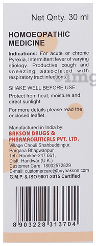 Bakson s Homeopathy V1 Influenza Fever Drop Buy bottle of 30.0