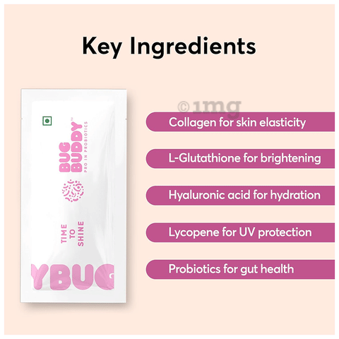 Bug Buddy Pro in Probiotics Time to Shine (4gm Each) | Collagen &  Glutathione Supplement Orange: Buy box of 15.0 Sachets at best price in  India