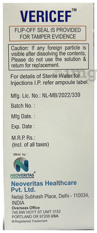 Vericef 500mg Injection