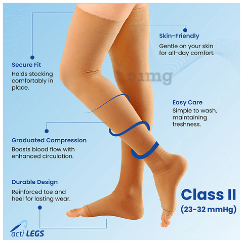 actiLEGS Class II Medical Compression Stocking Open Toe Medium Skin Colour  Thigh Length: Buy box of 1.0 Pair of Stockings at best price in India