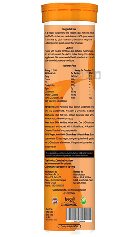 Healthy Nutrition L-Glutathione Effervescent Tablet: Buy bottle of 20.0 Effervescent  Tablet at   in India | 1mg