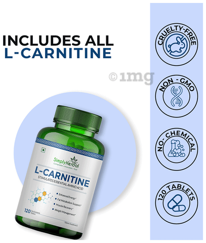 Simply Herbal L-Carnitine 500mg | Amino Acid for Endurance, Weight  Management & Muscle Function | Tablet: Buy bottle of 120.0 tablets at best  price in India