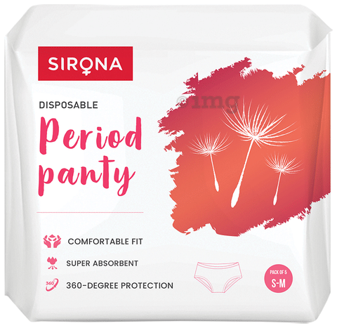 Sirona Disposable Period Panties for Women - Pack of 5 (S-M), 360