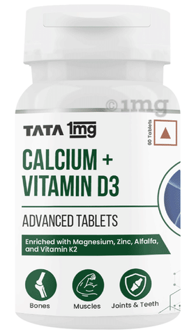 Tata 1mg Calcium + Vitamin D3, Zinc, Magnesium and Alfalfa Tablet, Joint  Support, Bones Health, Immunity & Energy Support: Buy bottle of 60.0  tablets at best price in India