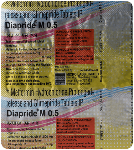 Diapride M 0.5mg/500mg Tablet PR