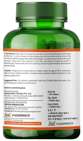 Divya Himalayan L-Carnitine Capsule: Buy bottle of 60.0 capsules at best  price in India