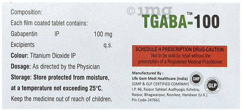 TGaba 100 Tablet image TGaba 100 Tablet image