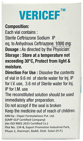Vericef 1gm Injection