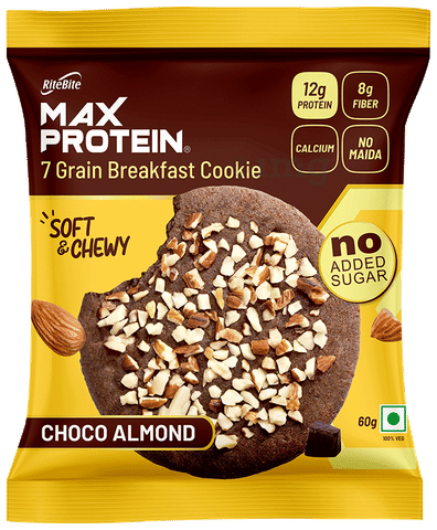 RiteBite Max Protein Cookie with 12g Protein and 8g Fiber, (60gm