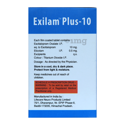 Exilam Plus 10 Tablet image Exilam Plus 10 Tablet image