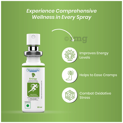 Vemtonix Energy Sublingual Oral Spray Orange & Mint: Buy bottle of 20.0 ml  Spray at best price in India | 1mg