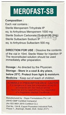 Merofast-SB 1.5gm Injection