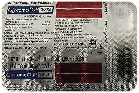 Glycomet-GP 2/850 Tablet PR image Glycomet-GP 2/850 Tablet PR image