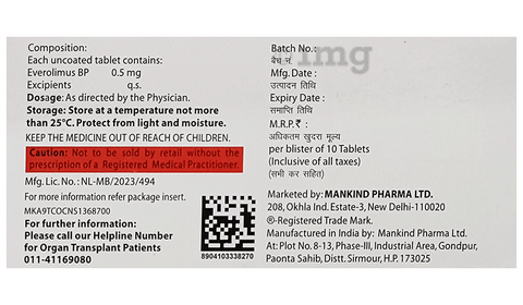 Evergraf 0.5mg Tablet image
