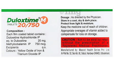 Duloxtime M 20/750 Tablet image Duloxtime M 20/750 Tablet image